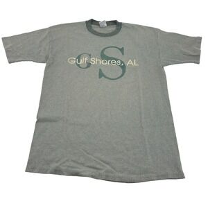 Cal Cru‎ Gulf Shores AL Striped T Shirt Mens Large Vintage Graphic Tee